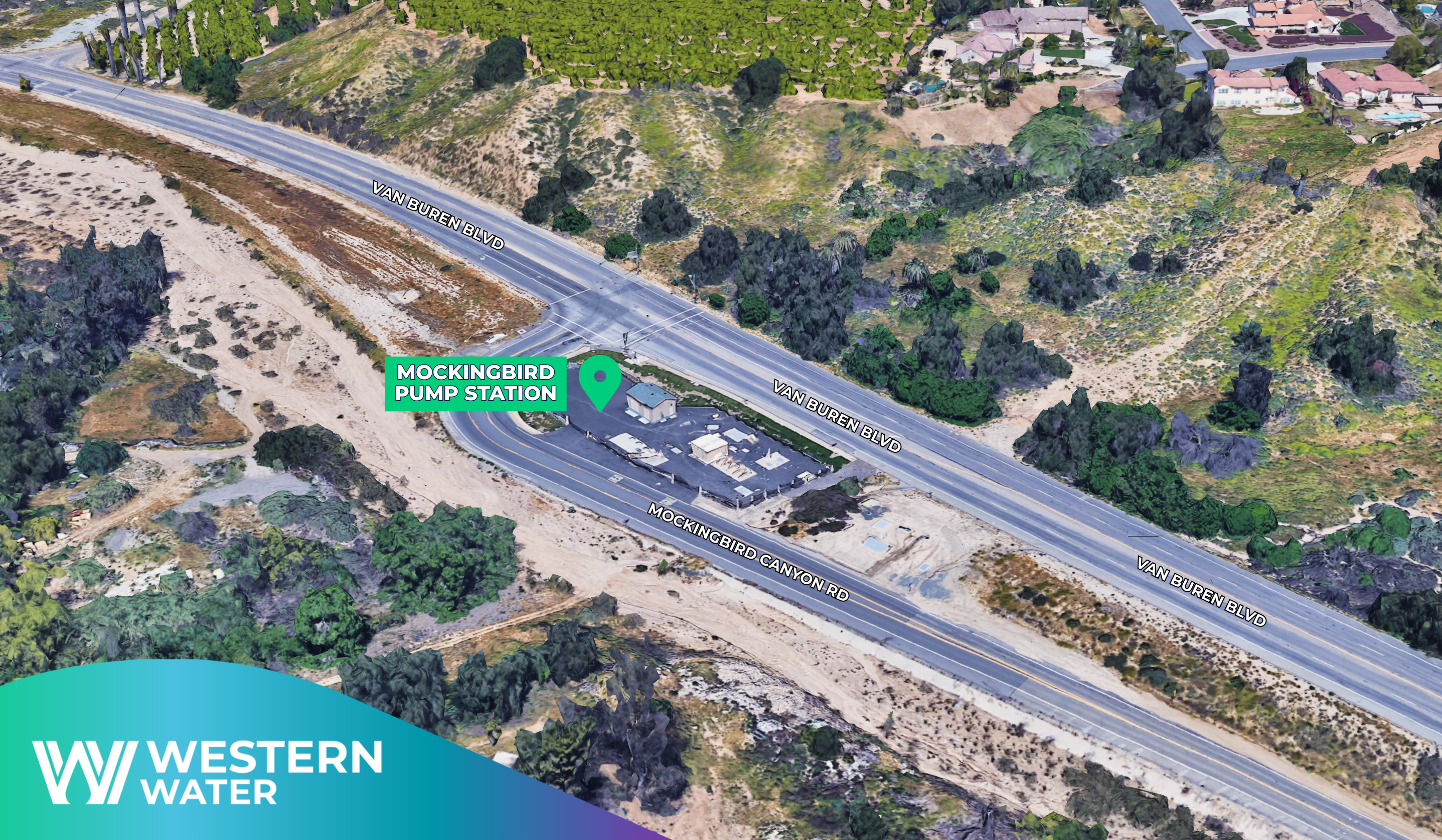 Construction Notice Mockingbird Pump Station - Generator Installations with an aerial view map