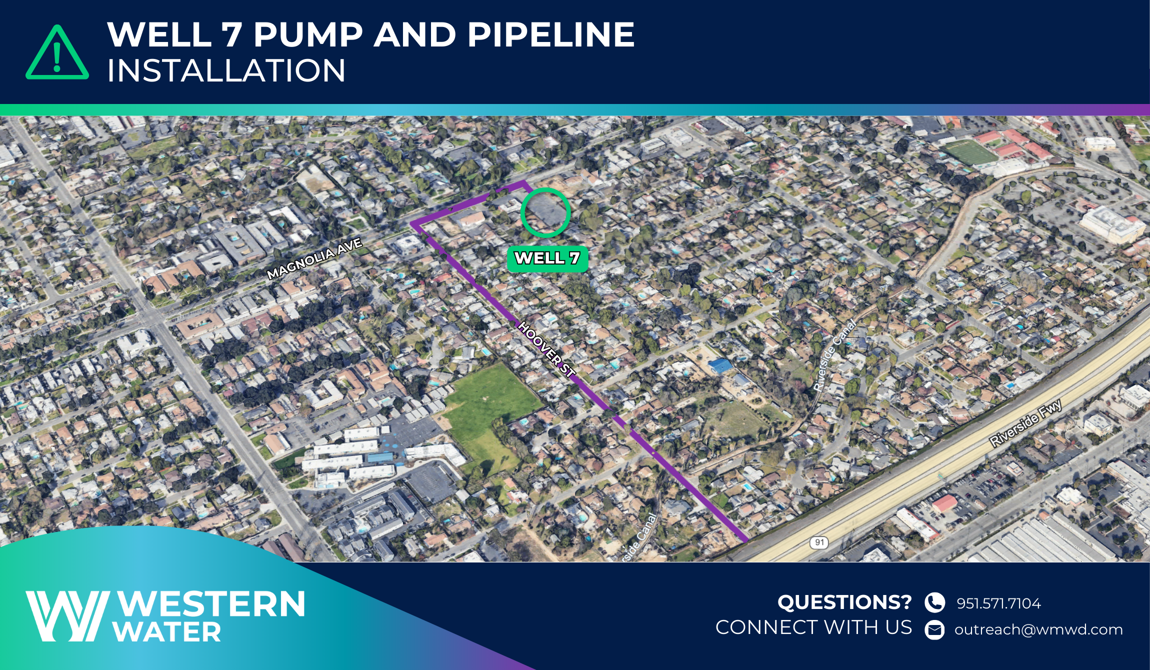 Map of location of Well 7 construction on Magnolia down to Hoover Street